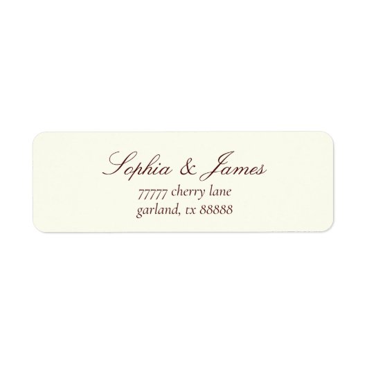 Étiquette Elegant Ivory Burgundy Wedding Return Address (Devant)