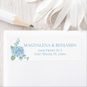 Étiquette Elégant Jardin Victorien Blue Hydrangea Mariage