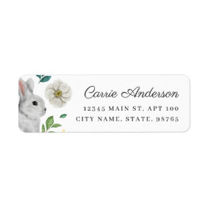 Étiquette Elégant lapin blanc & Rose Spring Adresse
