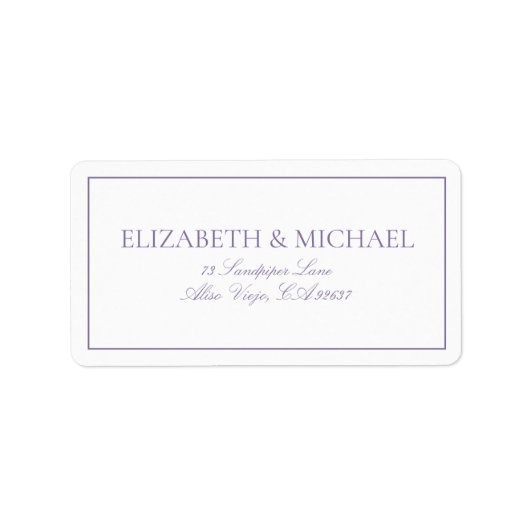 Étiquette Élégant Lavande Lilac Classic Script Retour (Devant)