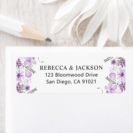 Étiquette Élégant Lavender Mauve Adresse de retour Label (En situation)