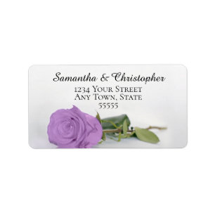 Étiquette Elegant Lilac Purple Rose Adresse Mariage