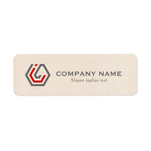Étiquette Elégant lin beige & stand dans le logo (Devant)