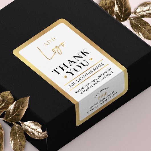 Étiquette Élégant logo or Merci de commande d'affaires