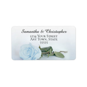 Étiquette Elegant lumière Dusty Blue Rose Adresse Mariage