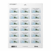 Étiquette Elegant lumière Dusty Blue Rose Adresse Mariage (Feuille entière)