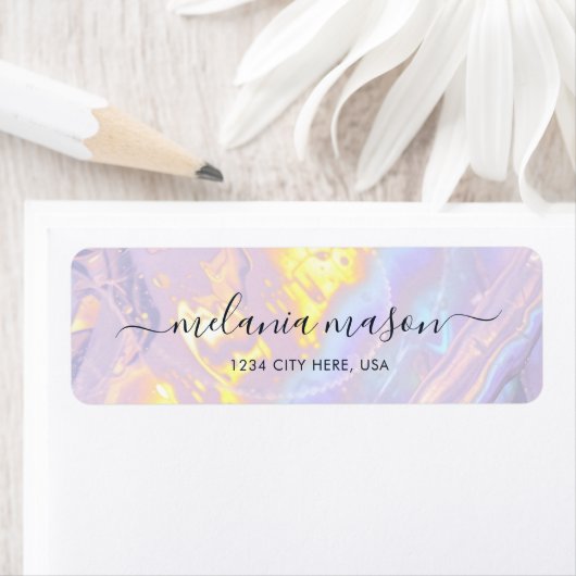 Étiquette Élégant Lumière violet Holographique moderne (En situation)