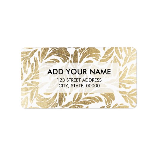 Étiquette Elégant luxe personnalisé faux or feuille floral d (Devant)