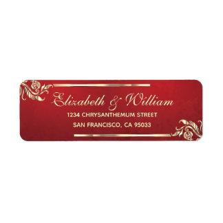 Étiquette Élégant luxe Red Gold Retour Adresse Label