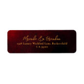 Étiquette Elegant Luxury Gold Black Red Mariage Adresse (Devant)