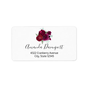 Étiquette Elegant Magenta Rose Floral Bouquet