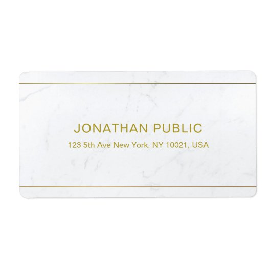 Étiquette Elégant Marbre blanc Gold Texte Simple Top Livrais (Devant)