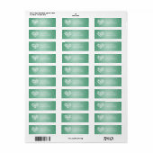 Étiquette Élégant Mariage Adresse Fleur Coeur Mint Vert (Feuille entière)