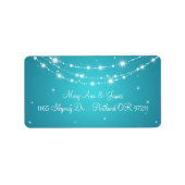 Étiquette Elégant Mariage Adresse Sparkling Chain Blue (Devant)