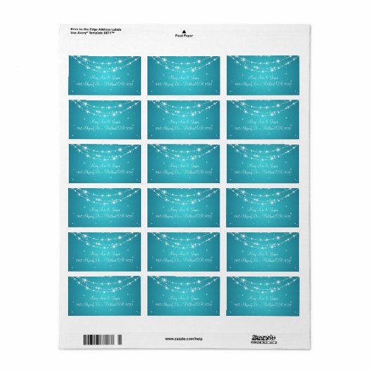 Étiquette Elégant Mariage Adresse Sparkling Chain Blue (Feuille entière)