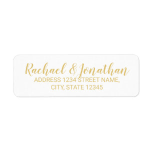 Étiquette Élégant Mariage blanc et or