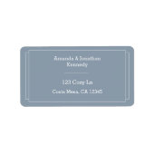 Étiquette Élégant Mariage bleu foncé simple Adresse de retou (Devant)