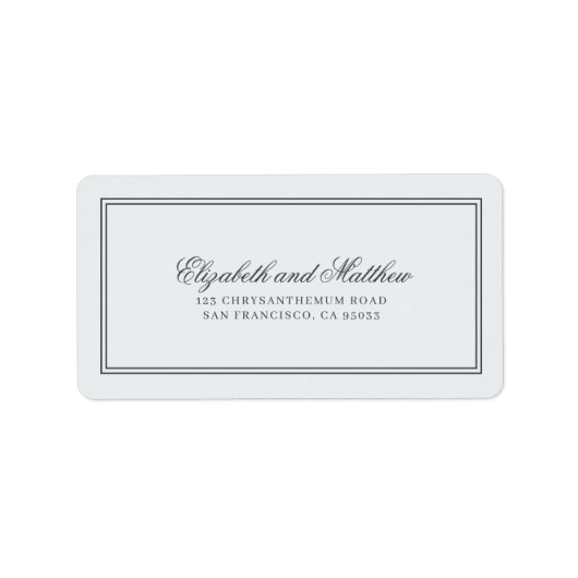 Étiquette Élégant Mariage classique simple Adresse de retour (Devant)