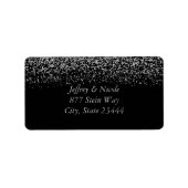 Étiquette Élégant Mariage Confetti Parties scintillant Argen (Devant)