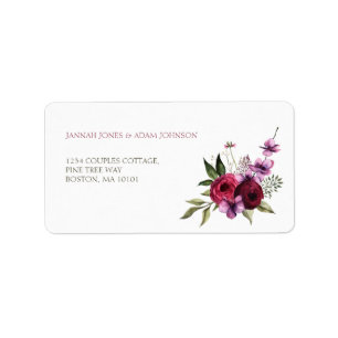 Étiquette Élégant Mariage de bouquet floral Bourgogne
