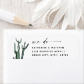 Étiquette Elégant Mariage de cactus aquarelle | Script moder (En situation)