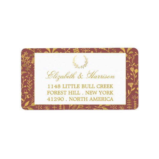 Étiquette Élégant Mariage de couronne dorée (Devant)