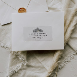 Étiquette Élégant mariage de la grange RSVP Adresse de retou