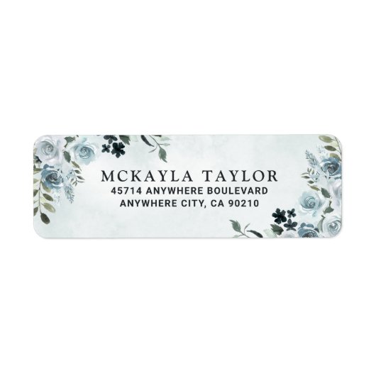 Étiquette Elégant Mariage de la marine d'aquarelle bleu-bleu (Devant)