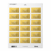 Étiquette Élégant Mariage de Monogramme Noir Or (Feuille entière)