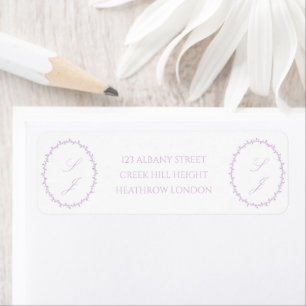 Étiquette Élégant Mariage de monogramme pourpre doux