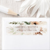 Étiquette Elegant Mariage de Pampas Bohème Adresse de retour (En situation)