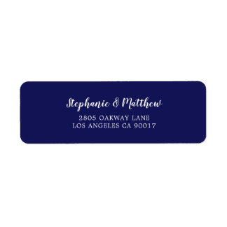 Étiquette Élégant Mariage de script bleu bleu marine