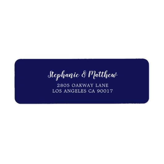 Étiquette Élégant Mariage de script bleu bleu marine (Devant)