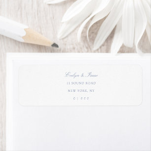 Étiquette Élégant Mariage de script bleu foncé Adresse de re