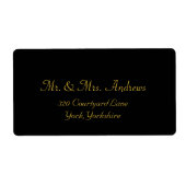 Étiquette Élégant Mariage de script classique noir et or (Devant)