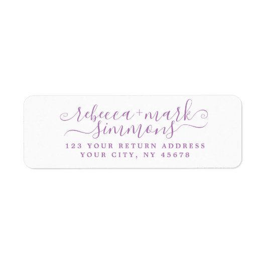 Étiquette Élégant Mariage de script élégant Adresse de retou (Devant)