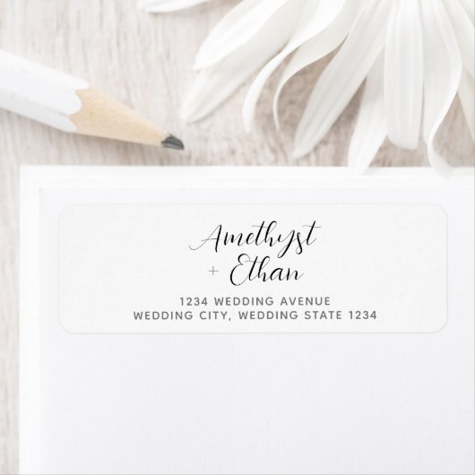 Étiquette Élégant Mariage de script moderne Adresse (En situation)