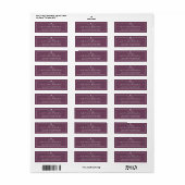 Étiquette Élégant Mariage de script violet Adresse de retour (Feuille entière)