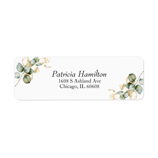 Étiquette Elégant Mariage de verdure or (Devant)