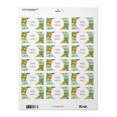 Étiquette Elégant Mariage d'été fleuri & Fruits (Feuille entière)