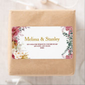 Étiquette Élégant Mariage d'Eucalyptus Or Bourgogne Floral (En situation)