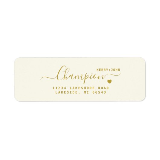 Étiquette Élégant Mariage d'ivoire or Adresse de retour Labe (Devant)