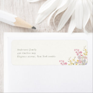 Étiquette Élégant Mariage Fleur Sauvage Botanique