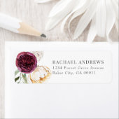 Étiquette Élégant Mariage floral Bourgogne Sage (En situation)