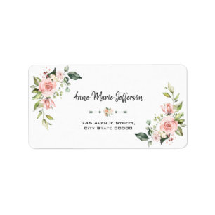 Étiquette Élégant Mariage floral crème rose