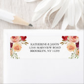 Étiquette Élégant Mariage floral de Bourgogne Adresse de ret (En situation)