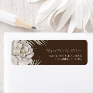 Étiquette Élégant Mariage Foncé Brun & Floral