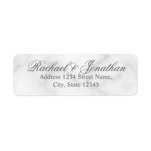 Étiquette Élégant Mariage Marbre blanc (Devant)