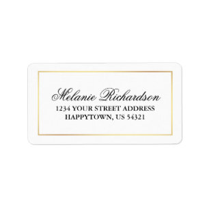 Étiquette Élégant Mariage moderne Black White Gold