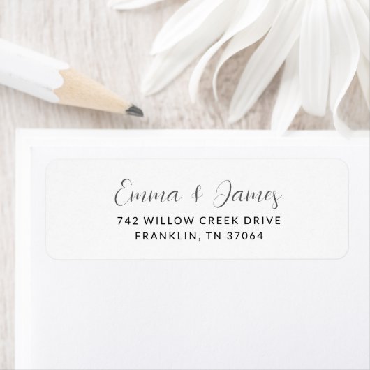 Étiquette Élégant Mariage Moderne Écriture Noir & Blanc (En situation)